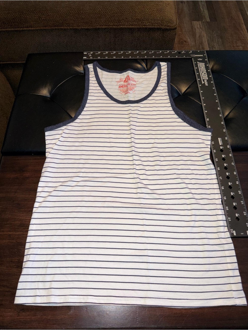 American Rag White & Navy Striped Kids Tank Top